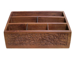 Beatiful Carved Floral Wooden Wood Letter Rack