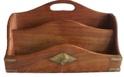 BRASS INLAY WOODEN DESK LETTER RACK