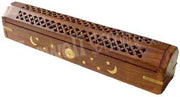 WOODEN FLOWER INCENSE HOLDER BOX