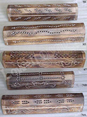 WOODEN FLOWER INCENSE HOLDER BOX
