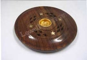 WOODEN INCENSE CONE HOLDER ROUND PLATE