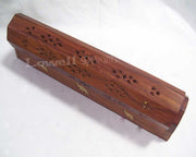 Incense Burner Coffin Box Wooden elephant Brass Inlay