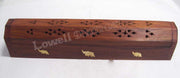 Incense Burner Coffin Box Wooden elephant Brass Inlay