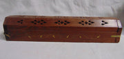 Incense Burner Coffin Box Wooden elephant Brass Inlay