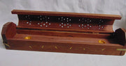 Incense Burner Coffin Box Wooden elephant Brass Inlay