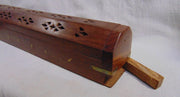 Incense Burner Coffin Box Wooden elephant Brass Inlay