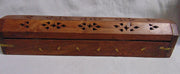 Incense Burner Coffin Box Wooden elephant Brass Inlay