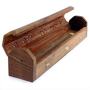 Incense Burner Coffin Box Wooden elephant Brass Inlay