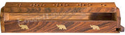 Incense Burner Coffin Box Wooden elephant Brass Inlay