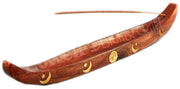 WOOD BOAT SHAPE  INCENSE BURNER HOLDER