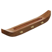 WOOD BOAT SHAPE  INCENSE BURNER HOLDER