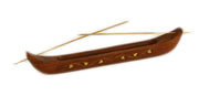 WOOD BOAT SHAPE  INCENSE BURNER HOLDER
