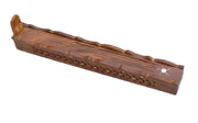 wood incense stick box with fretwork carved lid