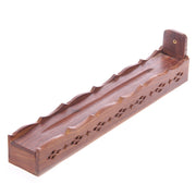 wood incense stick box with fretwork carved lid