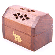 wood carved Incense cone Burner mini Coffin Box
