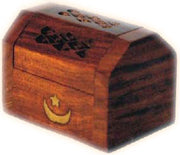 wood carved Incense cone Burner mini Coffin Box