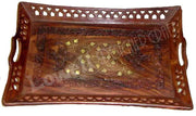 WOODEN SERVING TRAY WITH CARVING