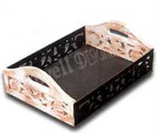 WOODEN SERVING TRAY WITH CARVING