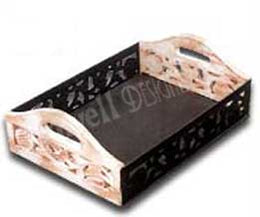 WOODEN SERVING TRAY WITH CARVING