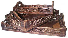 Wooden Cutwork Nature Wood Serving Tray