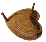 Handmade Heart Shape Foldable Wooden Collapsible Fruit Basket