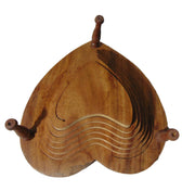 Handmade Heart Shape Foldable Wooden Collapsible Fruit Basket