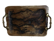 Wooden Serving Tray with Brass Handle