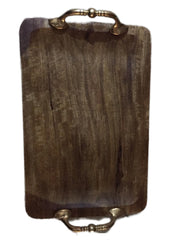 Wooden Serving Tray with Brass Handle