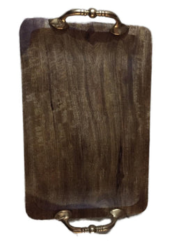 Wooden Serving Tray with Brass Handle