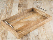 Wooden Serving Tray with Brass Handle