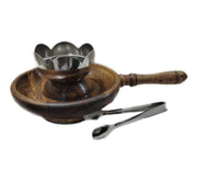 Wooden base &Handle Steel Charcoal Incense Burner
