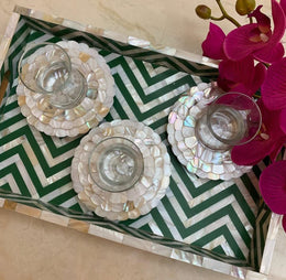 Mother of pearl Tray Rectangle with coaster